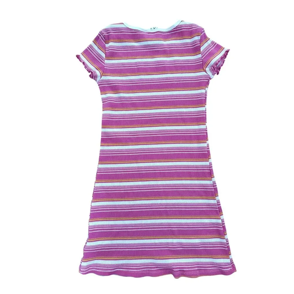 Roxy Girls Pink Striped Dress Size Medium 10/12